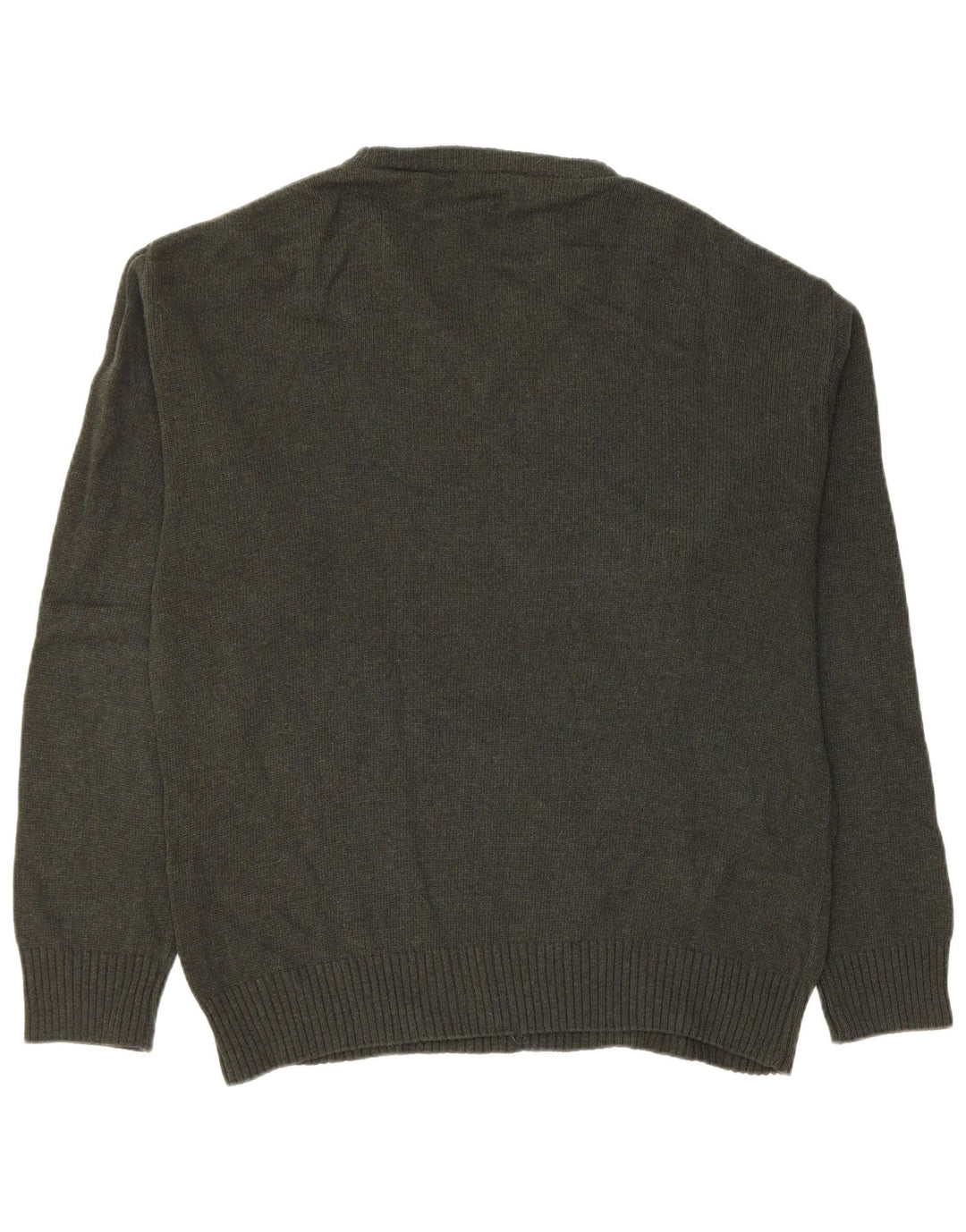 VINTAGE Pull col V pour homme Vert moyen Argyle/Diamant Laine vierge