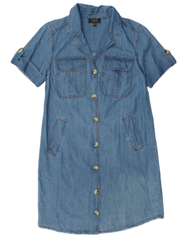 Lipsy Robe en jean pour femme UK 10 Petit Bleu Coton