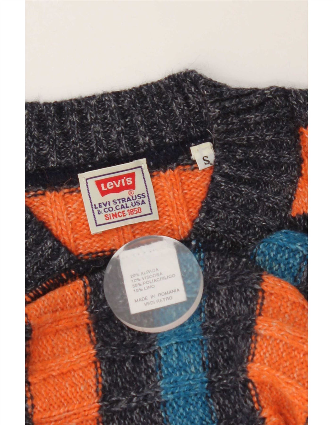 Levi's Pull Col V Homme Petite Laine d'Alpaga Rayée Orange