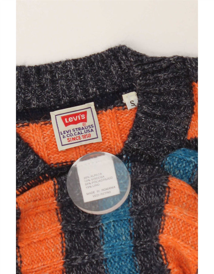 Levi's Pull Col V Homme Petite Laine d'Alpaga Rayée Orange