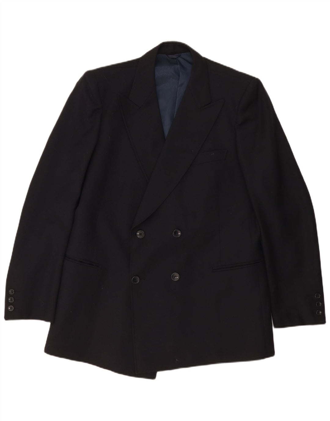 vintage Homme Double Breasted Blazer Veste UK 38 Moyen Noir