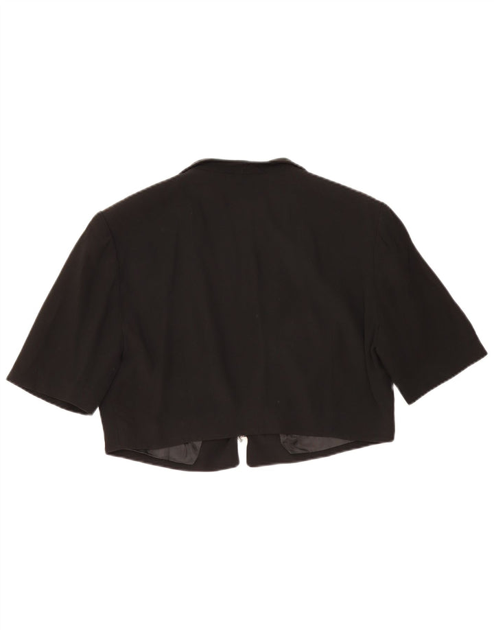 vintage Femme Manches Courtes Boléro Veste UK 14 Moyen Noir