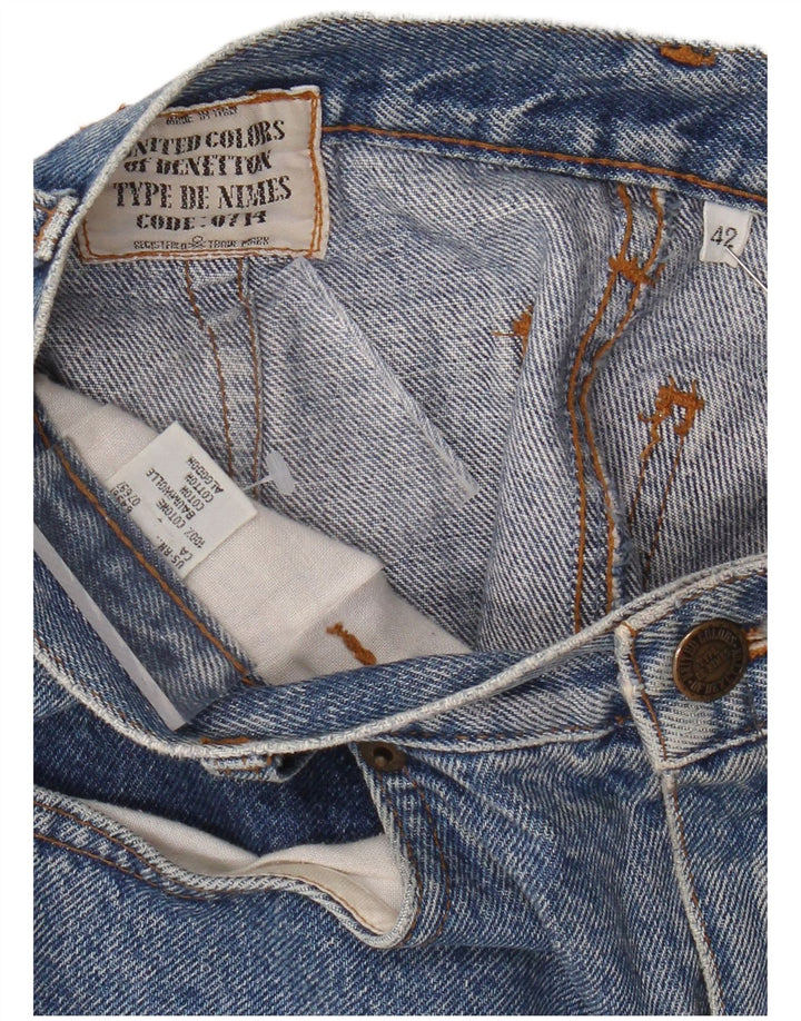 BENETTON Jupe en jean taille haute pour femme IT 42 Medium W26 Bleu Coton