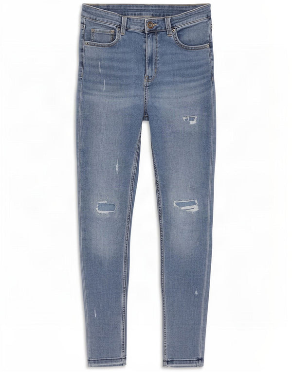 Marks & Spencer Jean skinny vieilli pour femme UK 12 Medium W28 L27 Bleu