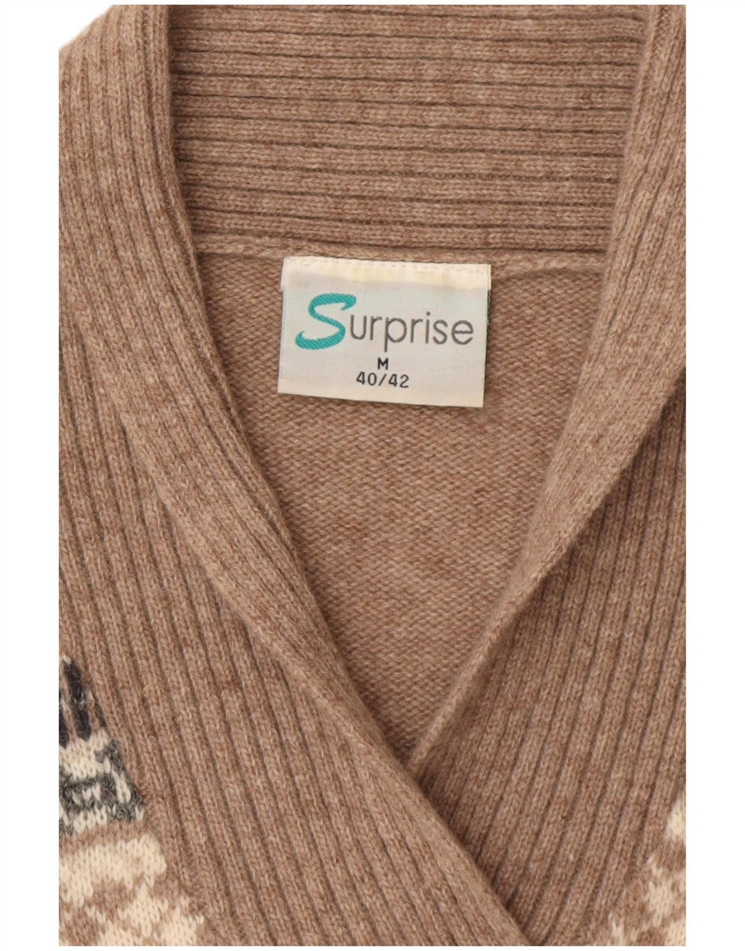 SURPRISE Pull ample à col châle pour femme IT 40/42 Beige moyen