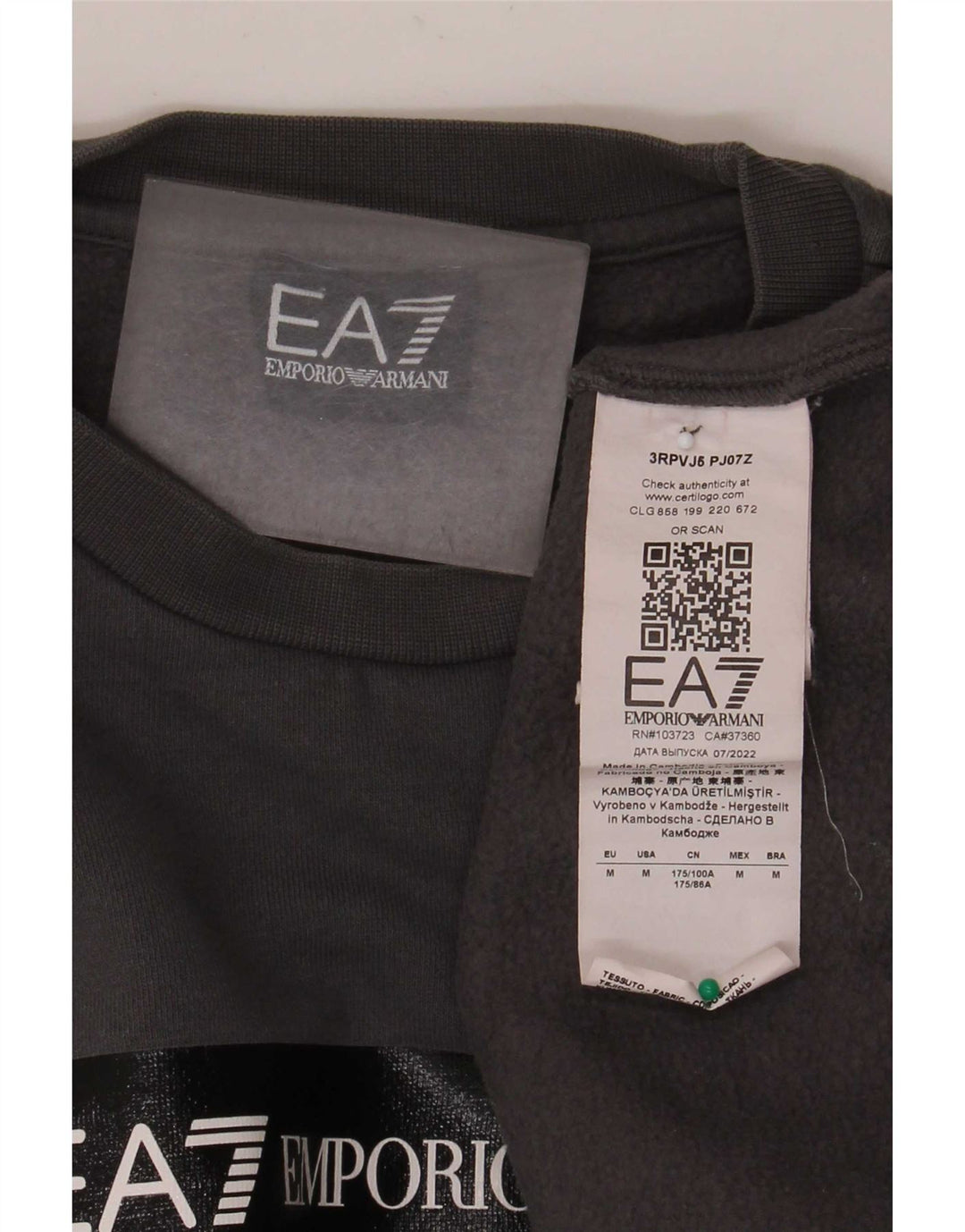 Emporio Armani Sweat-Shirt Graphique Homme Gris Moyen Coton