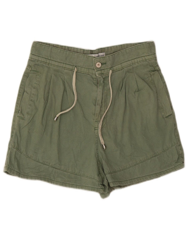 Zara Womens Pegged Denim Shorts EU 38 Small W28 Vert Coton