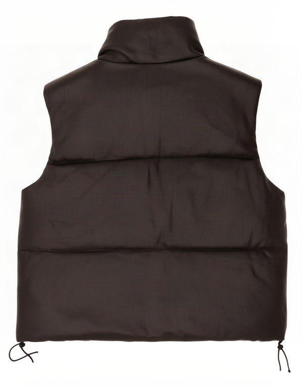 Zara Gilet rembourré en similicuir pour femme UK 14 Medium Noir Polyester