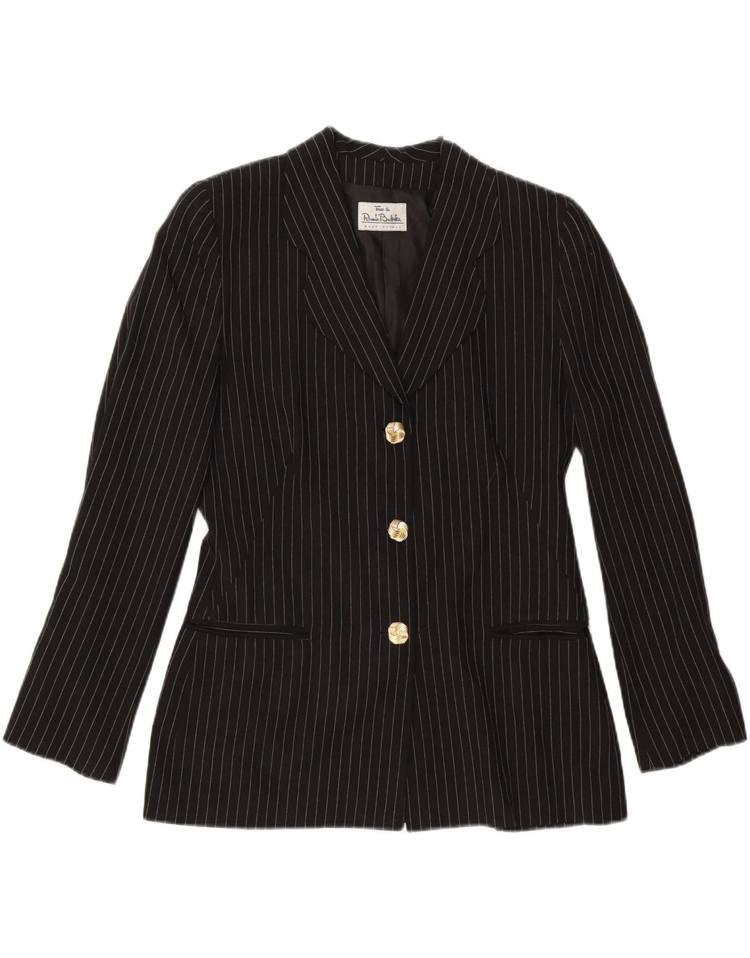 RENATO BALESTRA Veste Blazer 3 Boutons Femme IT 46 Grandes Rayures Noires