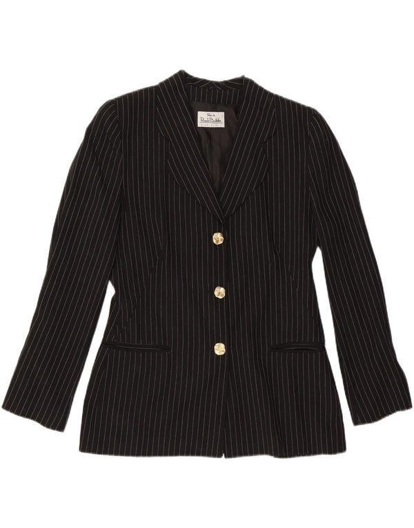 RENATO BALESTRA Womens 3 Button Blazer Jacket IT 46 Large Black Pinstripe
