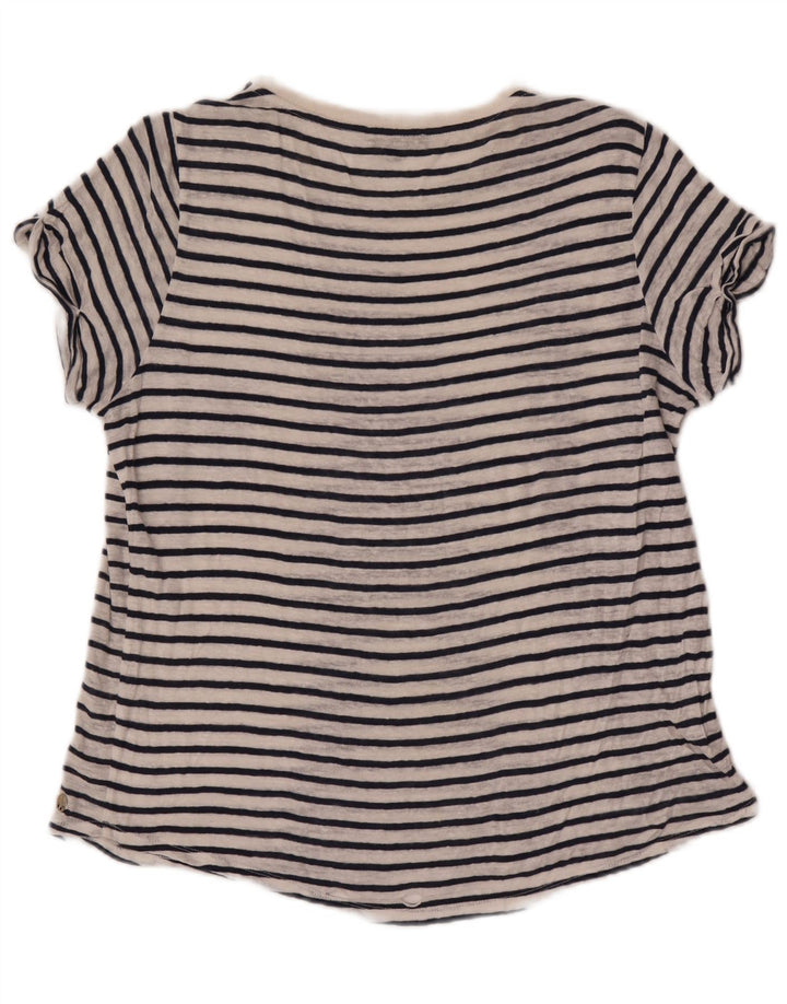 Massimo Dutti T-shirt pour femme UK 14 Medium Blanc Rayé