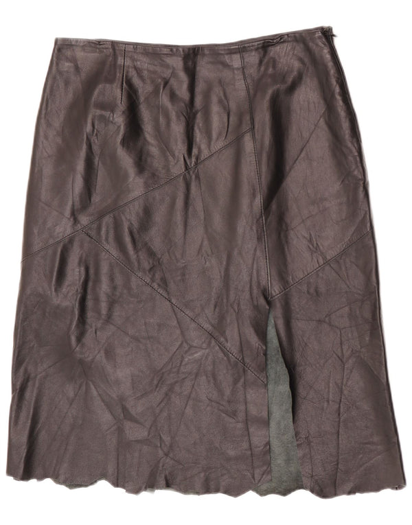 jupe en cuir femme vintage IT 48 XL W32 Cuir Noir