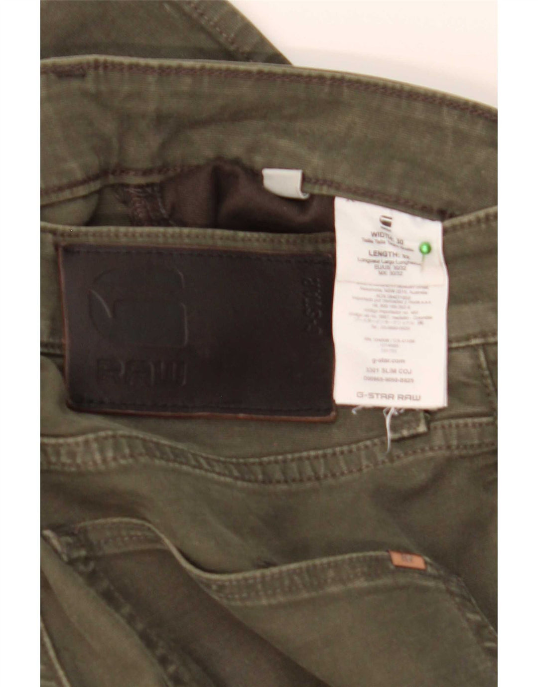 G-Star Jean Slim Homme W30 L32 Kaki Coton