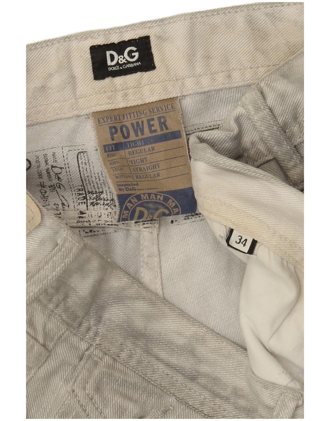Dolce & Gabbana Jean droit régulier coupe ajustée pour homme W34 L28 gris