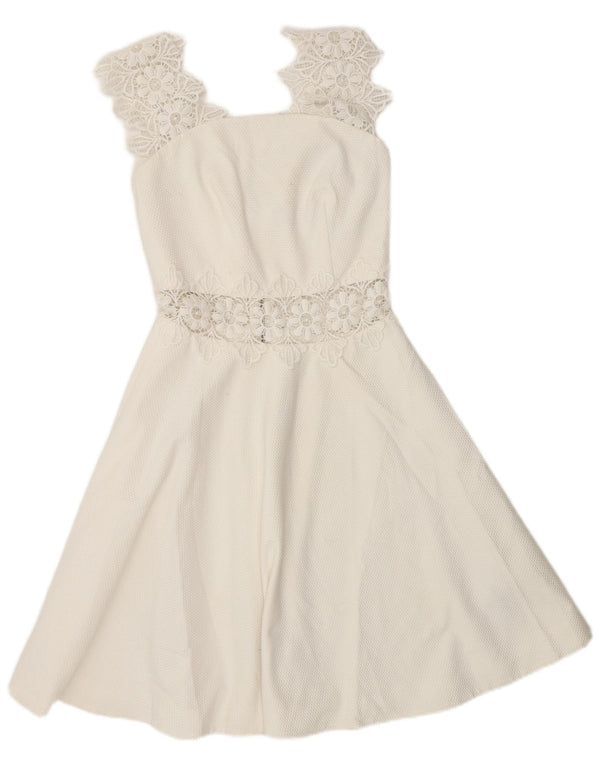 Ted Baker Robe trapèze sans manches pour femme UK 4 XS Blanc Polyester