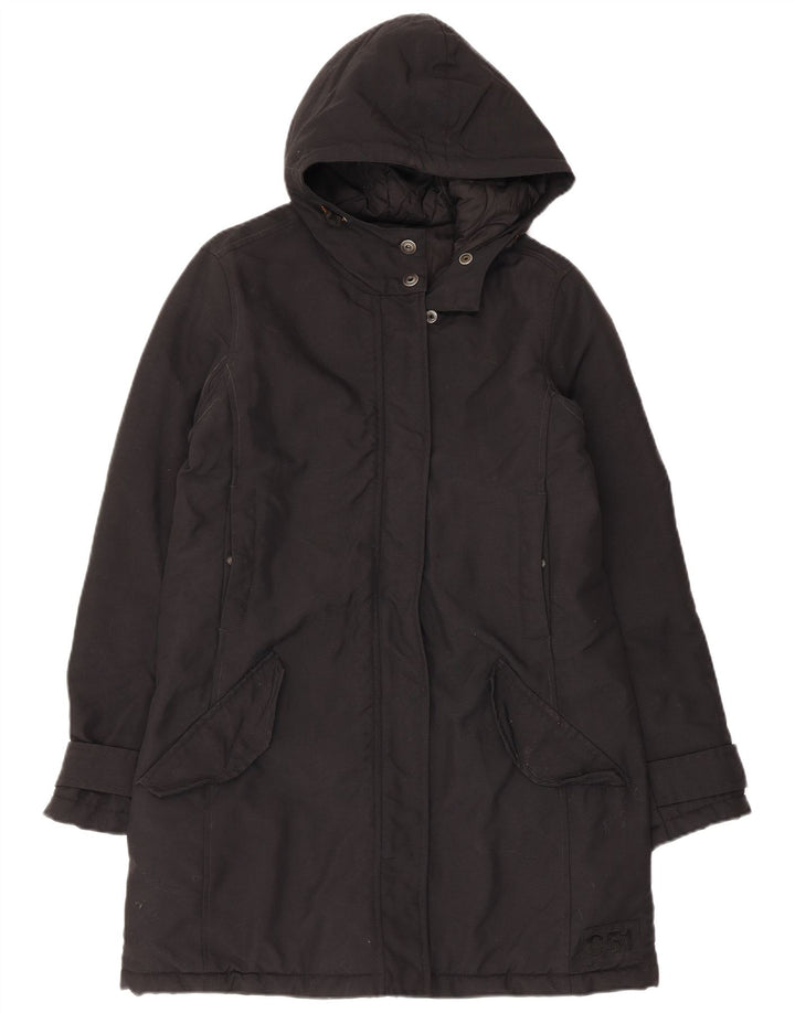 Aspesi Manteau rembourré à capuche pour femme UK 42 Medium Noir Polyamide