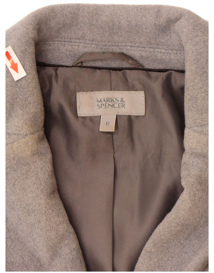 Marks & Spencer Manteau pour femme UK 12 Laine vierge gris moyen