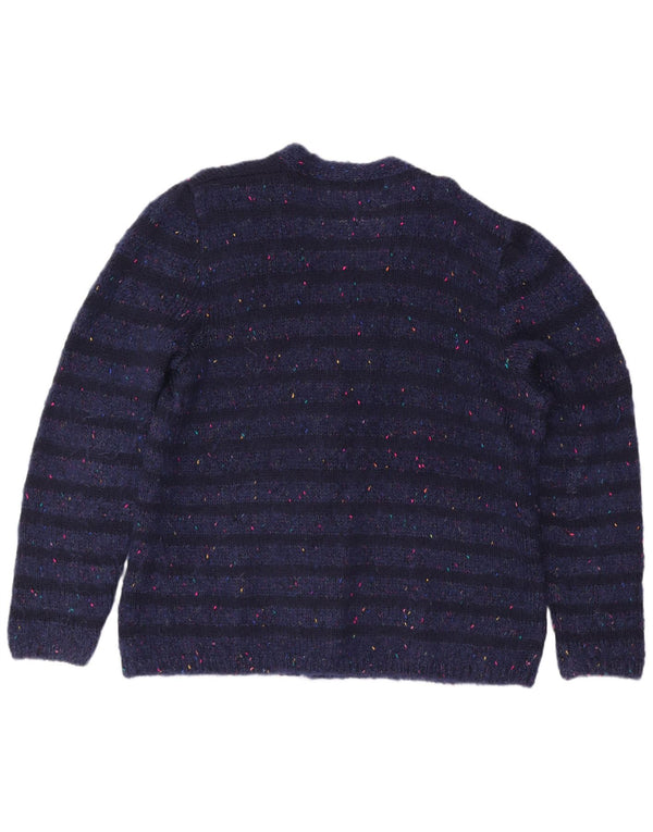 vintage Femme Cardigan Pull UK 18 XL Bleu Marine Moucheté