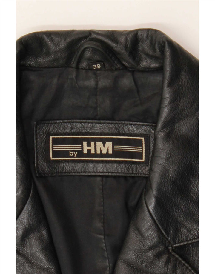 manteau en cuir femme vintage EU 38 Noir Moyen