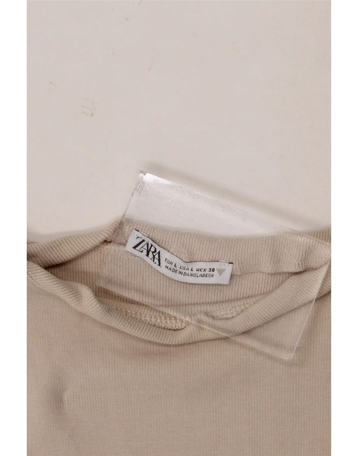 Zara Womens Crop Débardeur UK 14 Large Beige