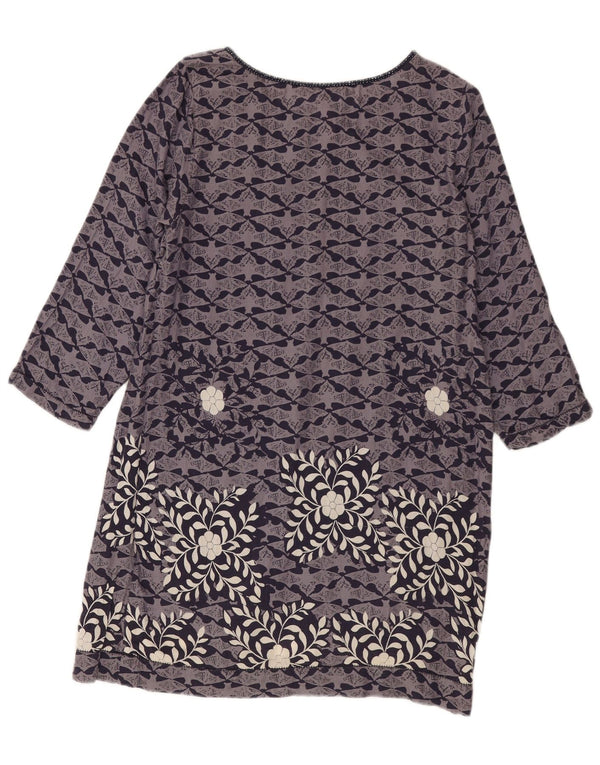 White Stuff Robe droite à manches 3/4 pour femme UK 42 Bleu moyen en coton floral