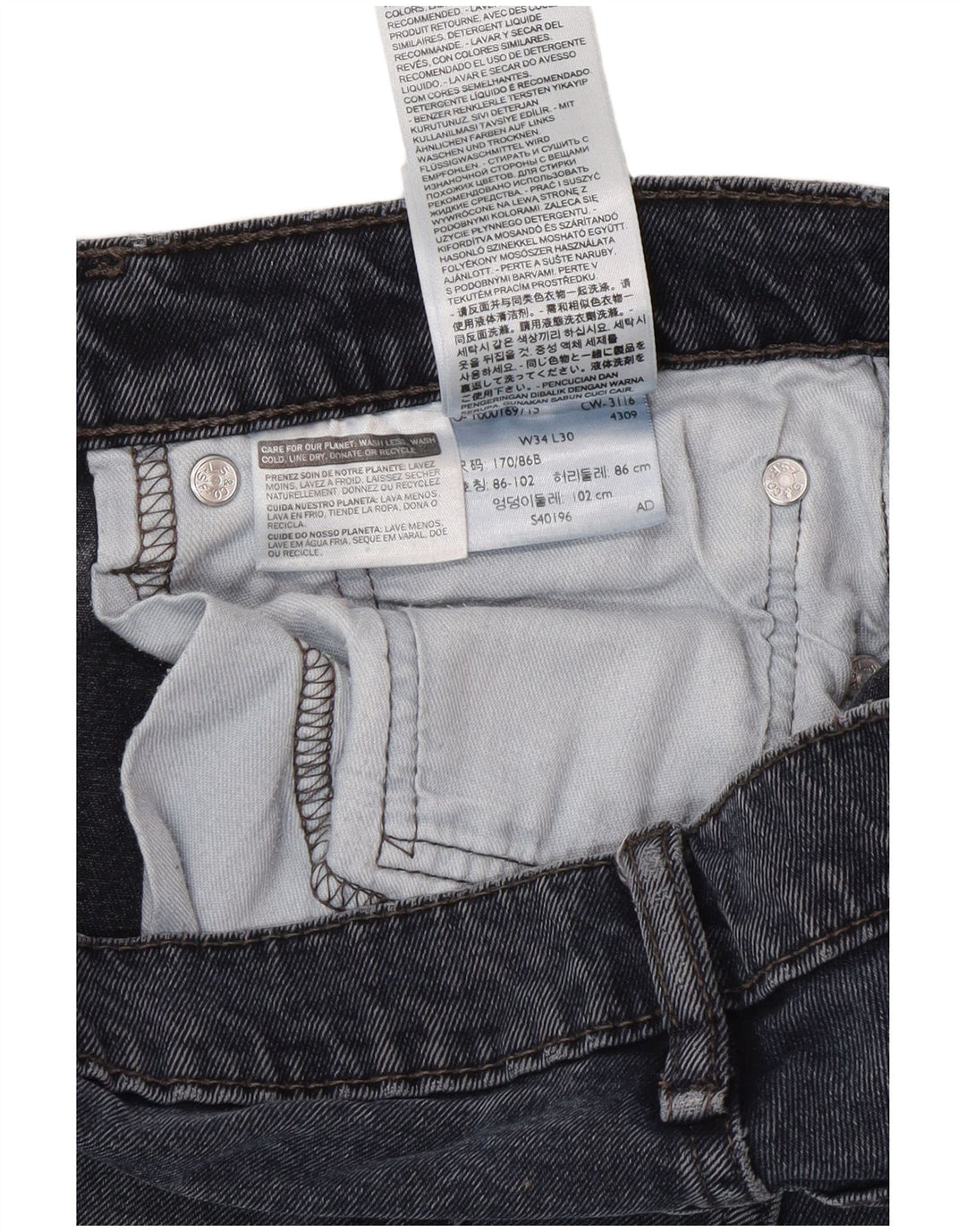 Levi's Jean Slim Homme W34 L30 Bleu Marine Coton