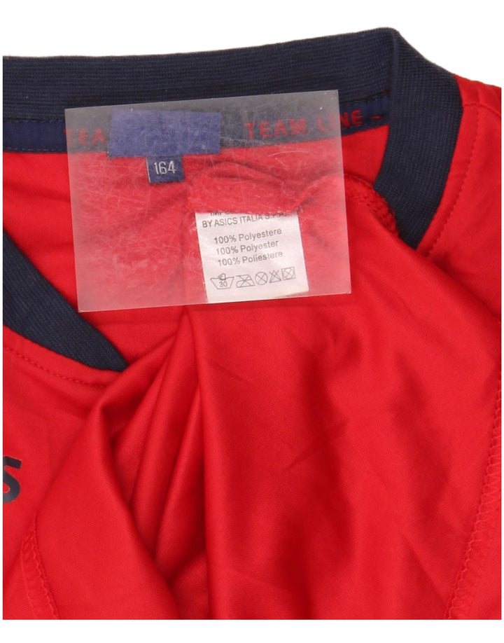 Asics Garçon Haut Manches Longues 13-14 ans Rouge Colourblock Polyester