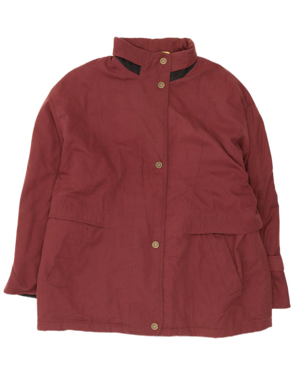 vintage Femmes Surdimensionné Coupe-Vent Manteau UK 18 XL Bordeaux Polyester