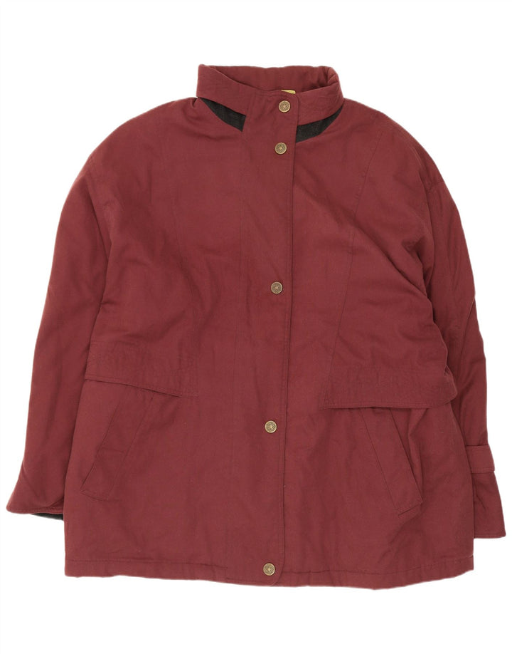 vintage Femmes Surdimensionné Coupe-Vent Manteau UK 18 XL Bordeaux Polyester