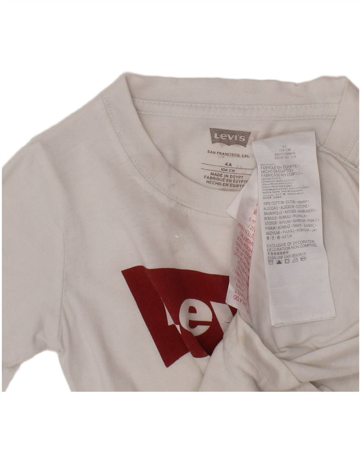 LEVI'S T-Shirt Graphique Garçon 3-4 Ans Blanc Coton