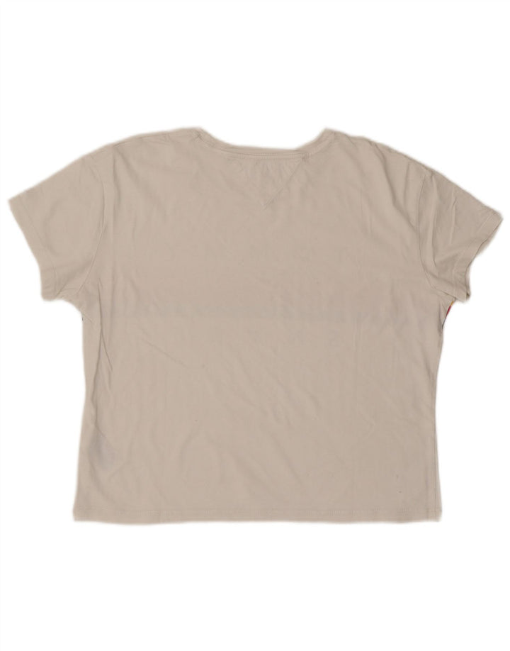TOMMY HILFIGER T-shirt graphique pour femme UK 14 Coton blanc moyen