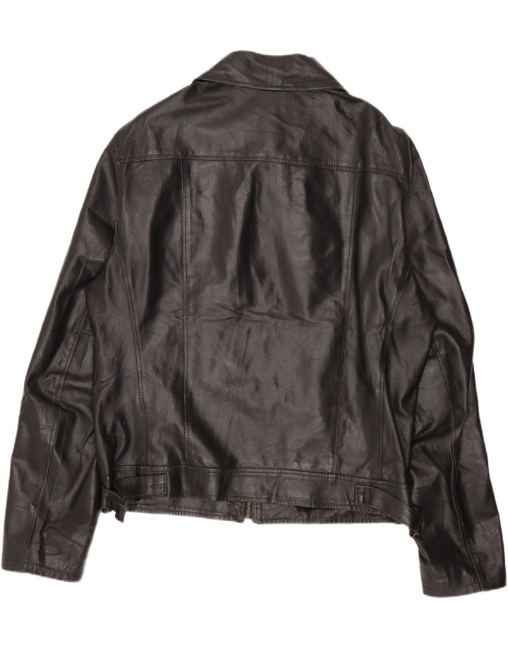 Veste en cuir femme vintage UK 18 XL Cuir Noir