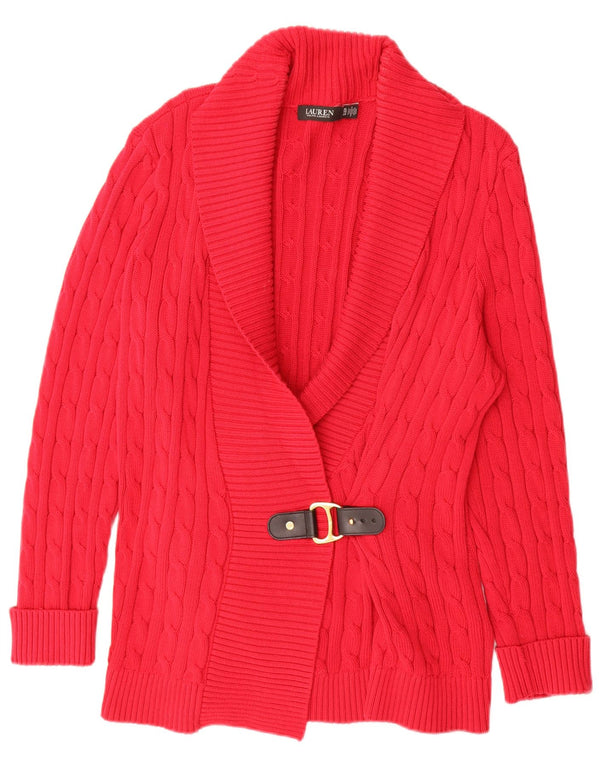 Ralph Lauren Pull cardigan long pour femme UK 18 XL Coton rouge