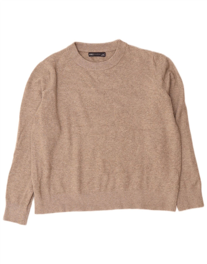 Marks & Spencer Pull à col rond pour femme UK 14 Gris moyen Polyester
