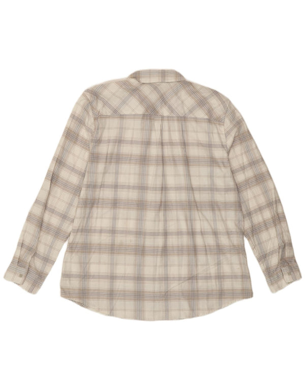 Eddie Bauer Womens Flannel Shirt UK 18 XL Off White Plaid Cotton