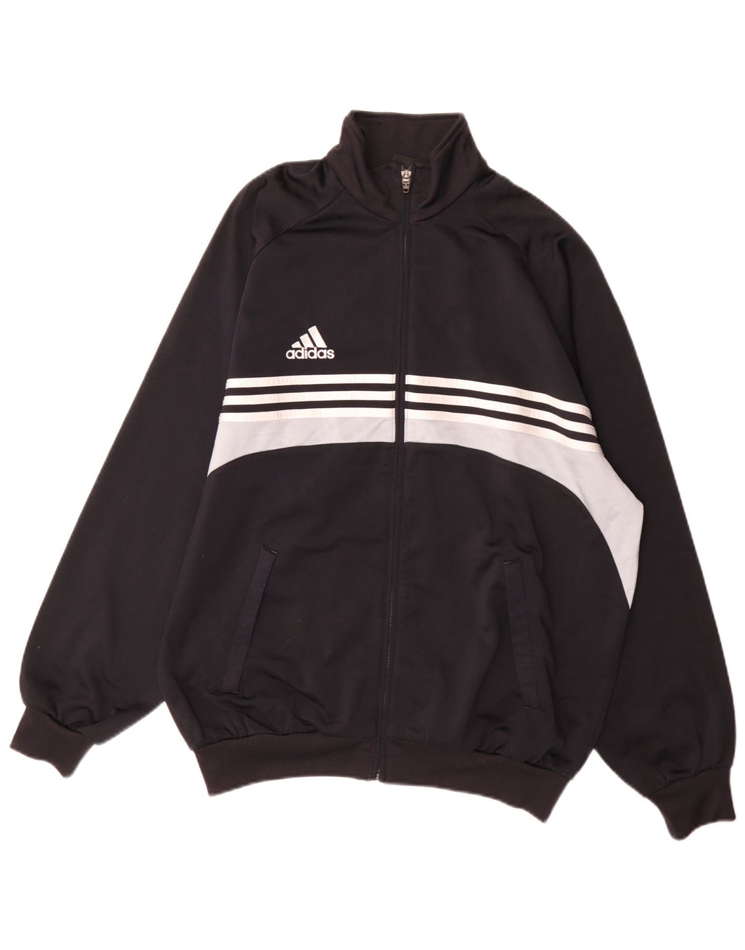 Adidas Veste de survêtement pour homme UK 42/44 Large Noir Colourblock Polyester