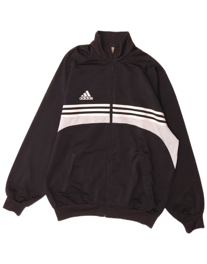 Adidas Veste de survêtement pour homme UK 42/44 Large Noir Colourblock Polyester