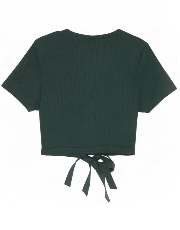 Zara Womens Crop Top UK 8 Petit Coton Vert