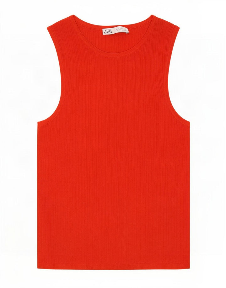 Zara Femme Débardeur UK 8 Small Orange Viscose