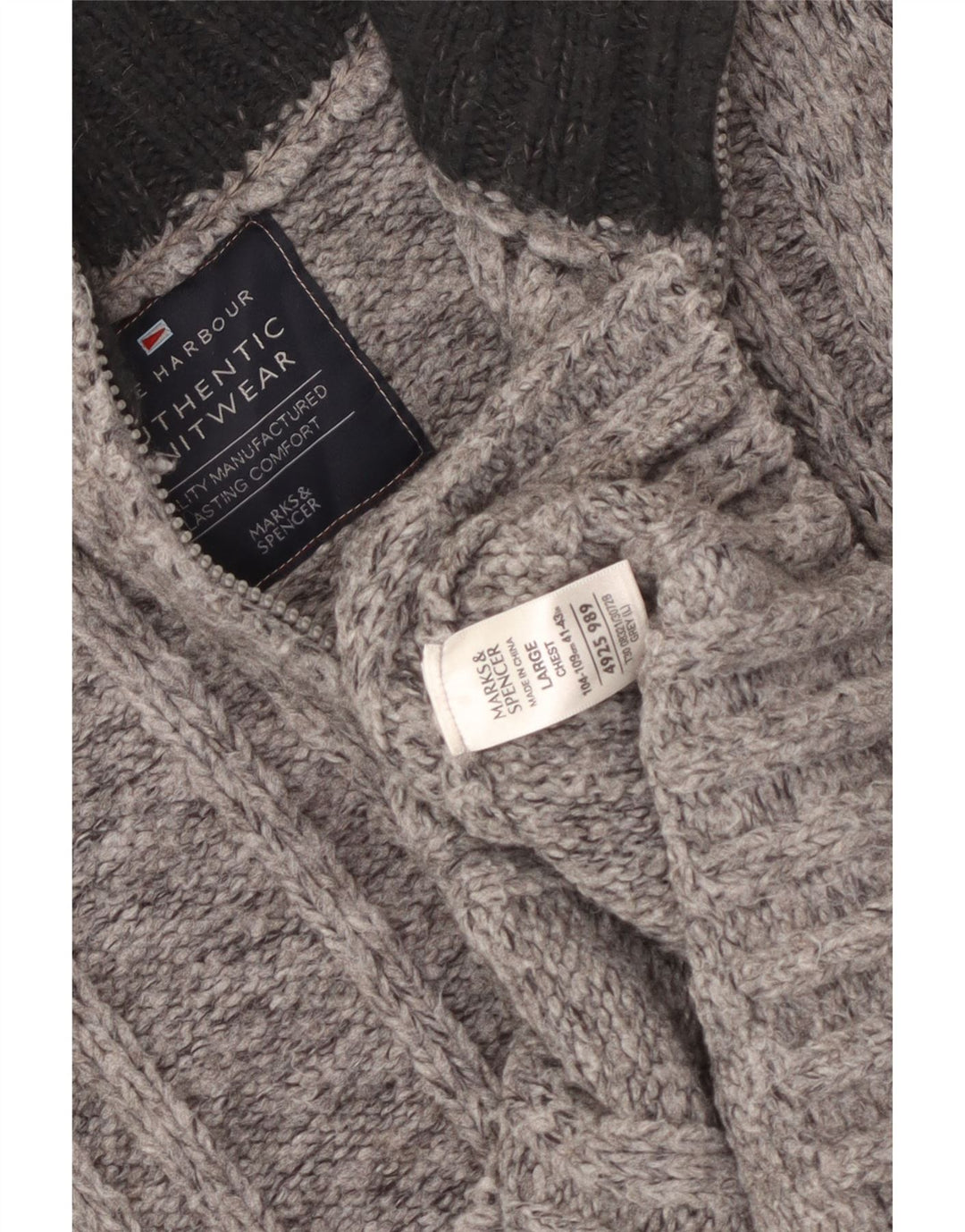 MARKS & SPENCER Pull col zippé pour homme UK 41/43 Large Gris