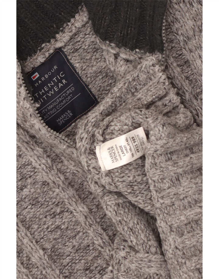MARKS & SPENCER Pull col zippé pour homme UK 41/43 Large Gris