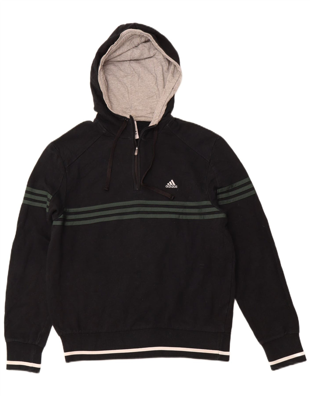 ADIDAS Pull à capuche graphique pour homme avec col zippé UK 40/42 Bleu marine moyen