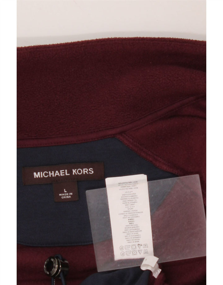 MICHAEL KORS Veste polaire pour homme UK 40 Large Bordeaux Colourblock Polyester