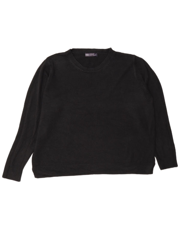 Marks & Spencer Pull à col rond coupe régulière pour femme UK 22 2XL Noir