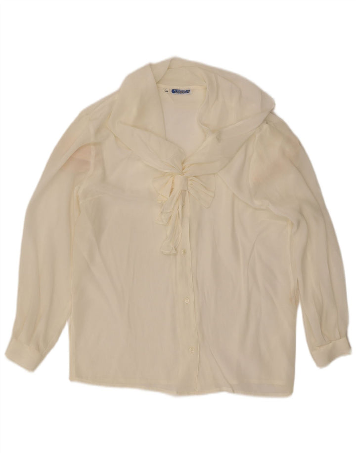 Lebole Chemisier chemise à nouer sur le devant pour femme IT 44 en soie blanche moyenne