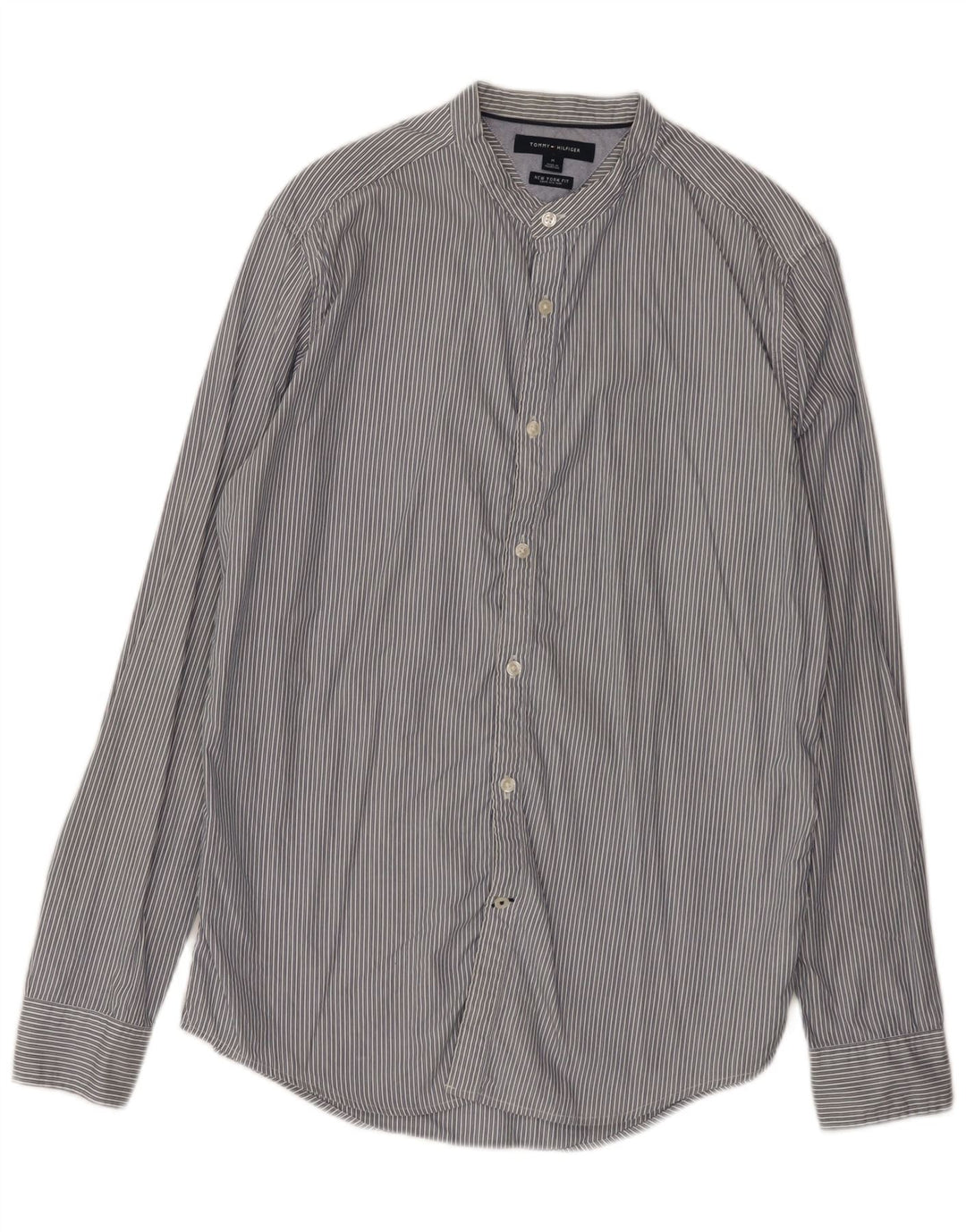 Tommy Hilfiger Chemise Homme Gris Moyen En Coton À Fines Rayures