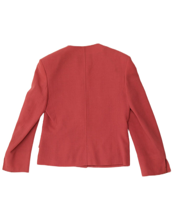 Jaeger Veste blazer à 4 boutons pour femme UK 8 Petite laine rose