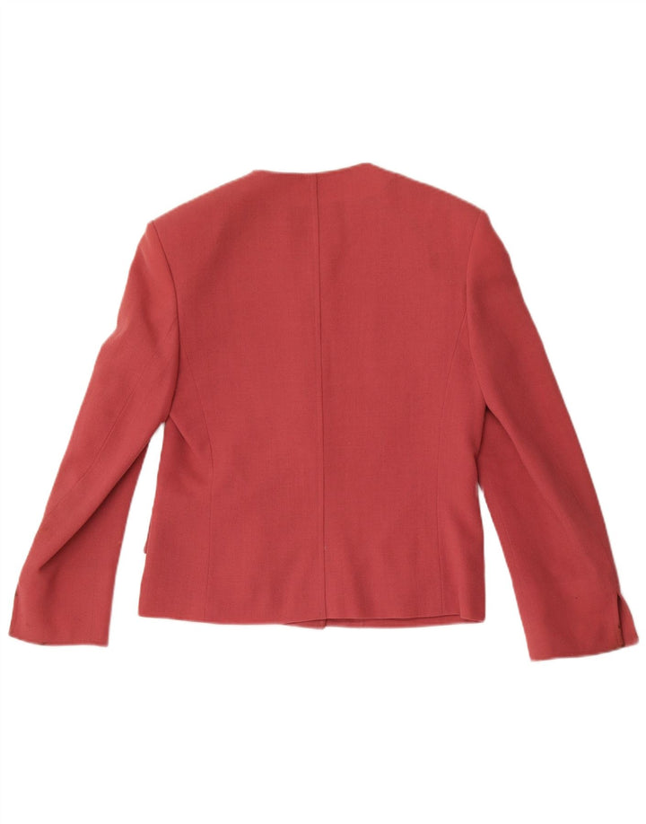 Jaeger Veste blazer à 4 boutons pour femme UK 8 Petite laine rose