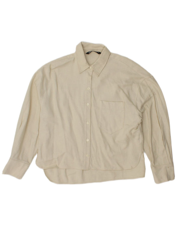 Zara Femme Chemise Oversize UK 6 XS Coton Blanc Cassé