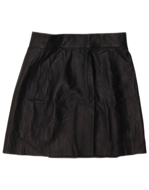 Vintage Womens Leather Skirt W28 Medium Black